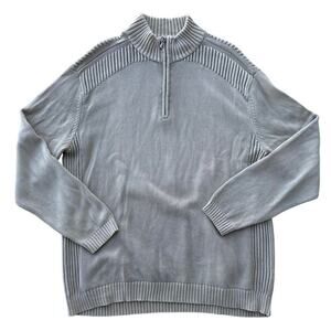 Men’s Nat Nast Quarter Zip Tan Sweater 100% Cotton Size Large